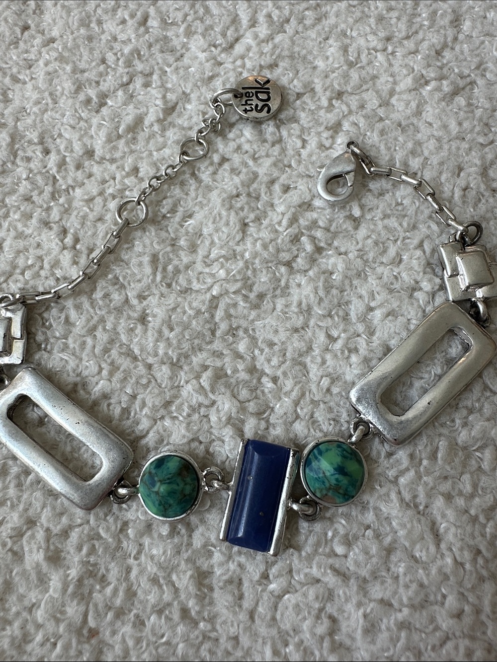 The Sak Silver-Tone bracelet with Blue and Green Stones